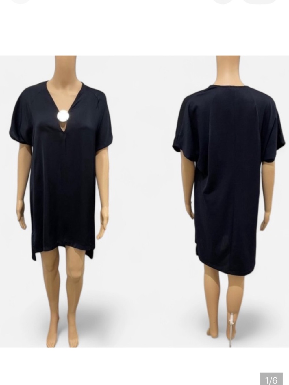 Zara WIth Collection hi-low black relax dress M